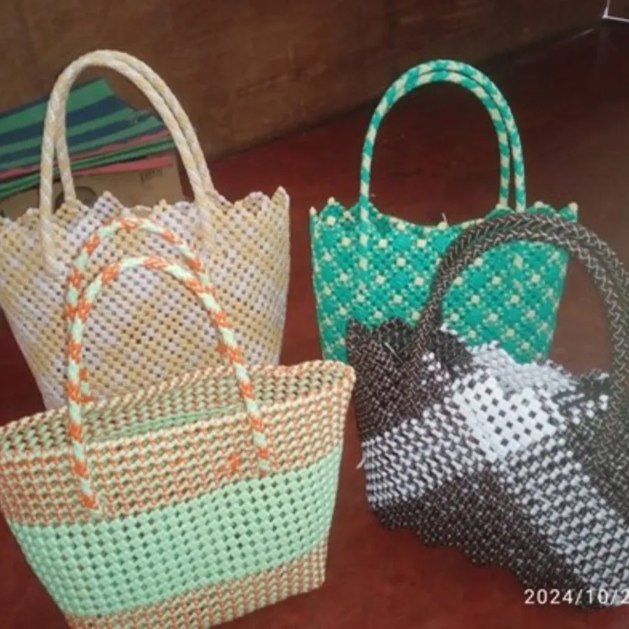 Colourful woven bags and baskets
